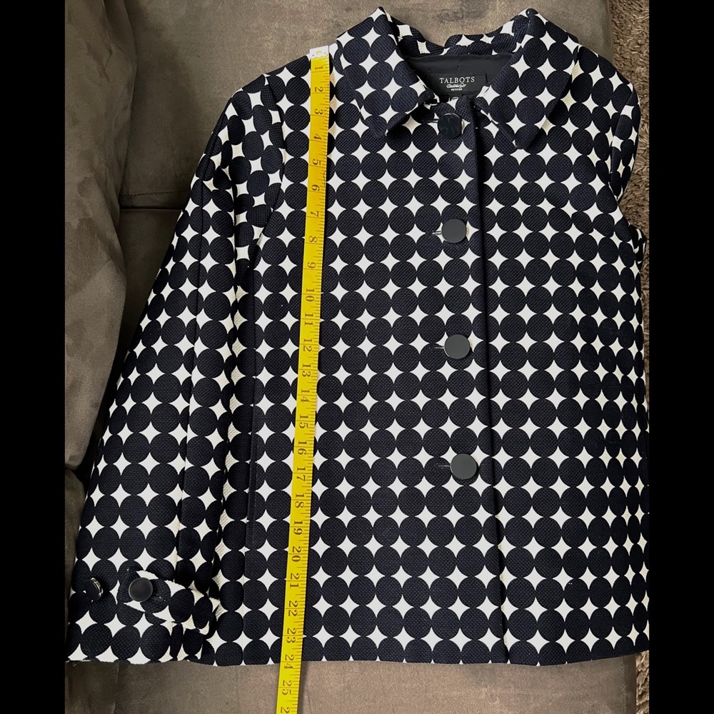 Talbots 50’s 60’s Mod Circle Pattern Blazer Size 10 Petite - Picture 9 of 11